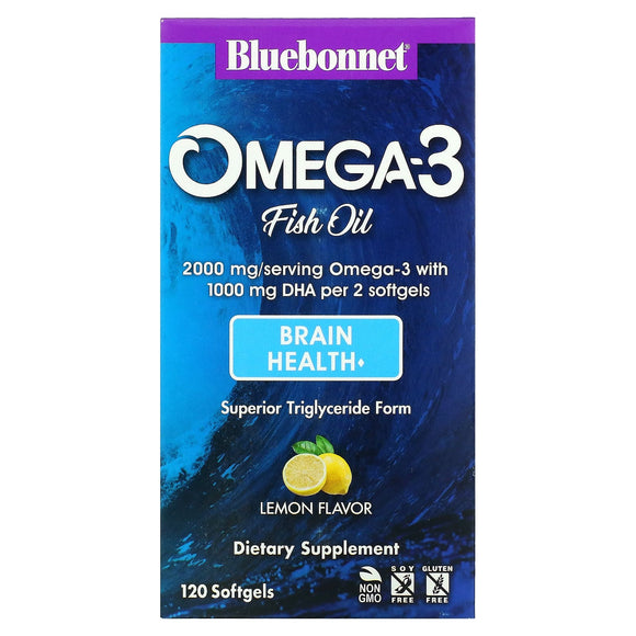 Bluebonnet, Natural Omega-3 Brain Formula, 120 Softgels - 743715009455 | Hilife Vitamins