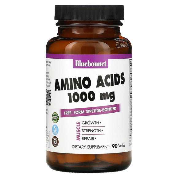 Bluebonnet, Amino Acids 1000 mg, 90 Caplets - 743715015807 | Hilife Vitamins