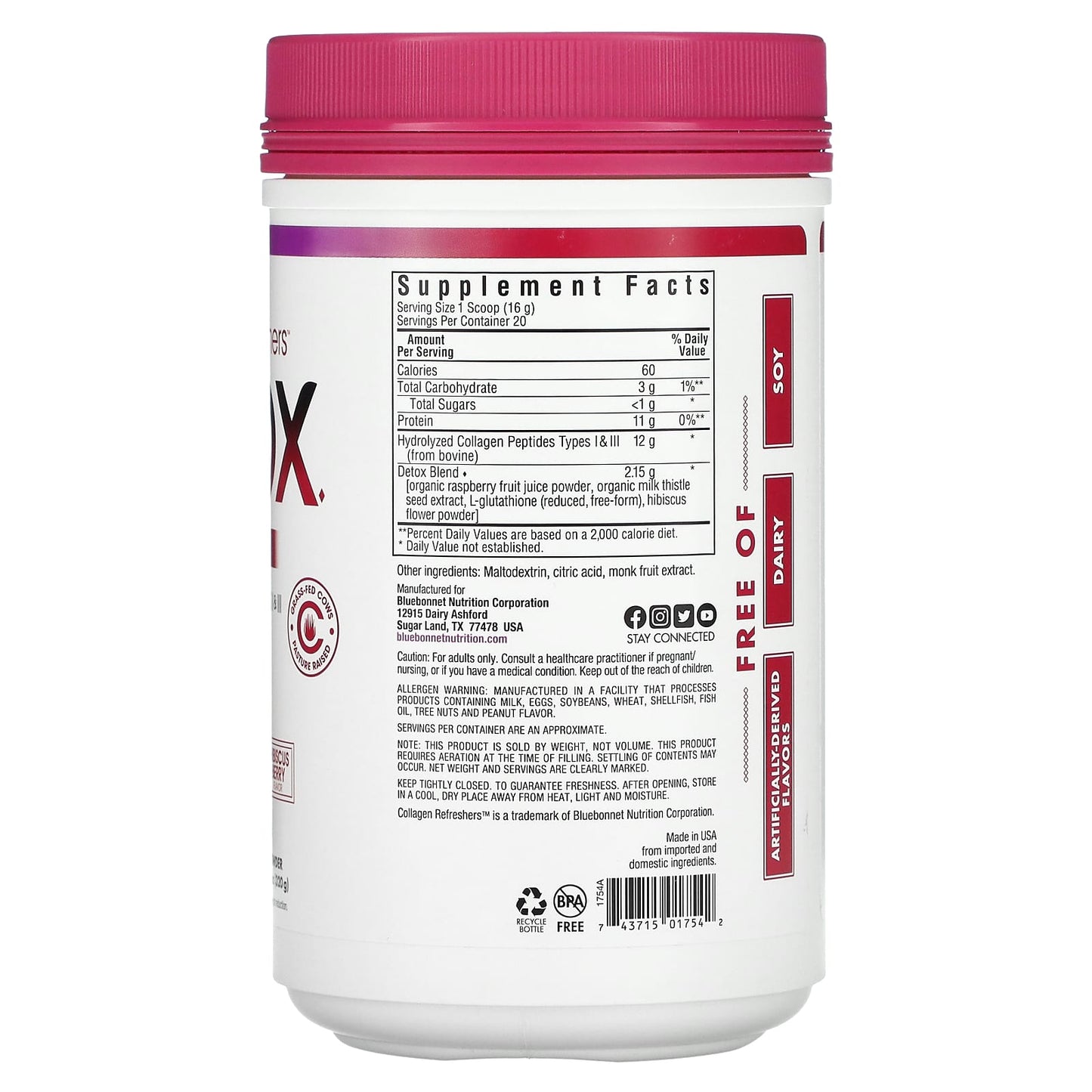 Bluebonnet, COLLAGEN REFRESHERS™ DETOX, 11.29 OZ (320 G) Powder UPC 743715017542 | HiLife Vitamins