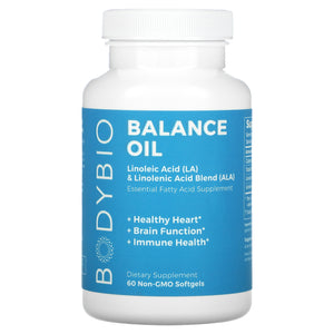 BodyBio, Balance Oil Omega 3 and Omega 6 Essential Fatty Acids, 60 Non-GMO Softgels - 743474911051 | Hilife Vitamins