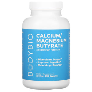 BodyBio, Calcium Magnesium Butyrate, 250 Non-GMO Capsules - 743474913253 | Hilife Vitamins
