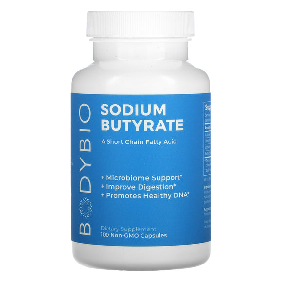 BodyBio, Sodium Butyrate, 100 Non-GMO Capsules - 743474999905 | Hilife Vitamins