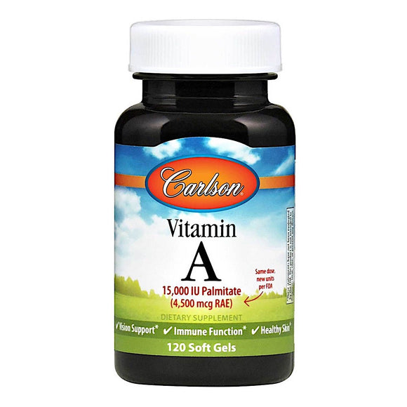 Carlson Labs, Vitamin A Palmitate 15000 IU, 120 Softgels - 088395011016 | Hilife Vitamins