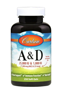Carlson Labs, Vitamin A&D25000/1000IU, 250 Softgels
