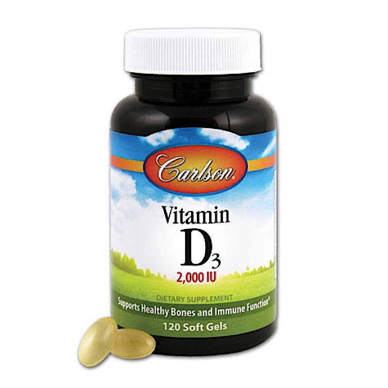 Carlson Labs, Vitamin D 3 2000 IU, 120 Softgels - 088395014611 | Hilife Vitamins