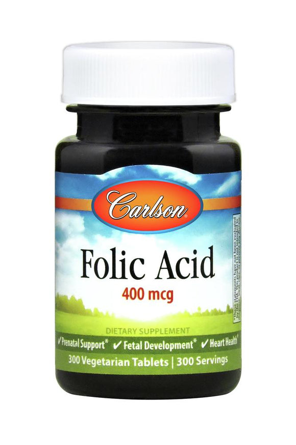 Carlson Labs, Folic Acid 400 mcg, 300 Tablets - [product_sku] | HiLife Vitamins