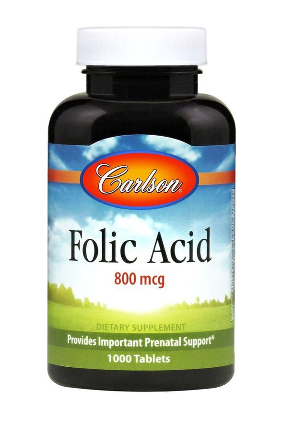 Carlson Labs, Folic Acid 800 mcg, 1000 Tablets - [product_sku] | HiLife Vitamins