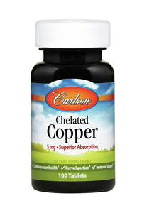 Carlson Labs, Chelated Copper 5mg, 100 Tablets