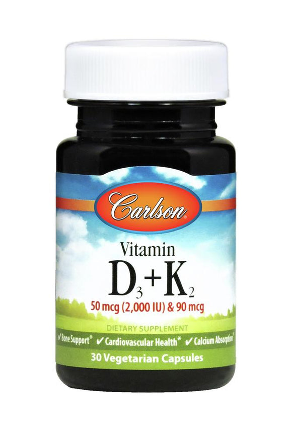Carlson Labs, D3 & K2 Caps, 30 Capsules - [product_sku] | HiLife Vitamins