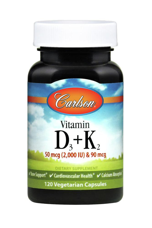 Carlson Labs, D3 & K2 Caps, 120 Capsules - [product_sku] | HiLife Vitamins
