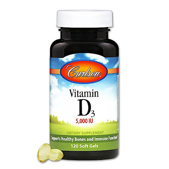 Carlson Labs, Vitamin D 5000 IU, 120 Softgels - 088395141102 | Hilife Vitamins