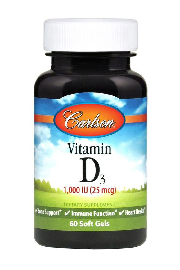 Carlson Labs, Vitamin D3 1,000 IU, 60 Softgels - [product_sku] | HiLife Vitamins