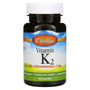 Carlson Labs, Vitamin K2, 5 mg, 60 Capsules - 088395010002 | Hilife Vitamins