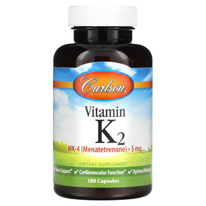 Carlson Labs, Vitamin K-2 5 mg, 180 Capsules - 088395010019 | Hilife Vitamins