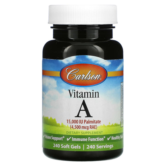 Carlson Labs, Vitamin A, 15,000 IU, 240 Soft Gels - 088395011023 | Hilife Vitamins