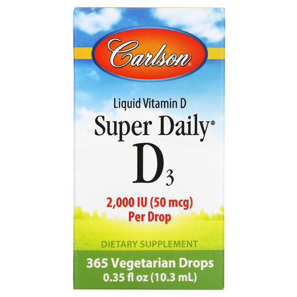 Carlson Labs, Super Daily D3 Drops 2000 IU, .35 fl oz - 088395012808 | Hilife Vitamins