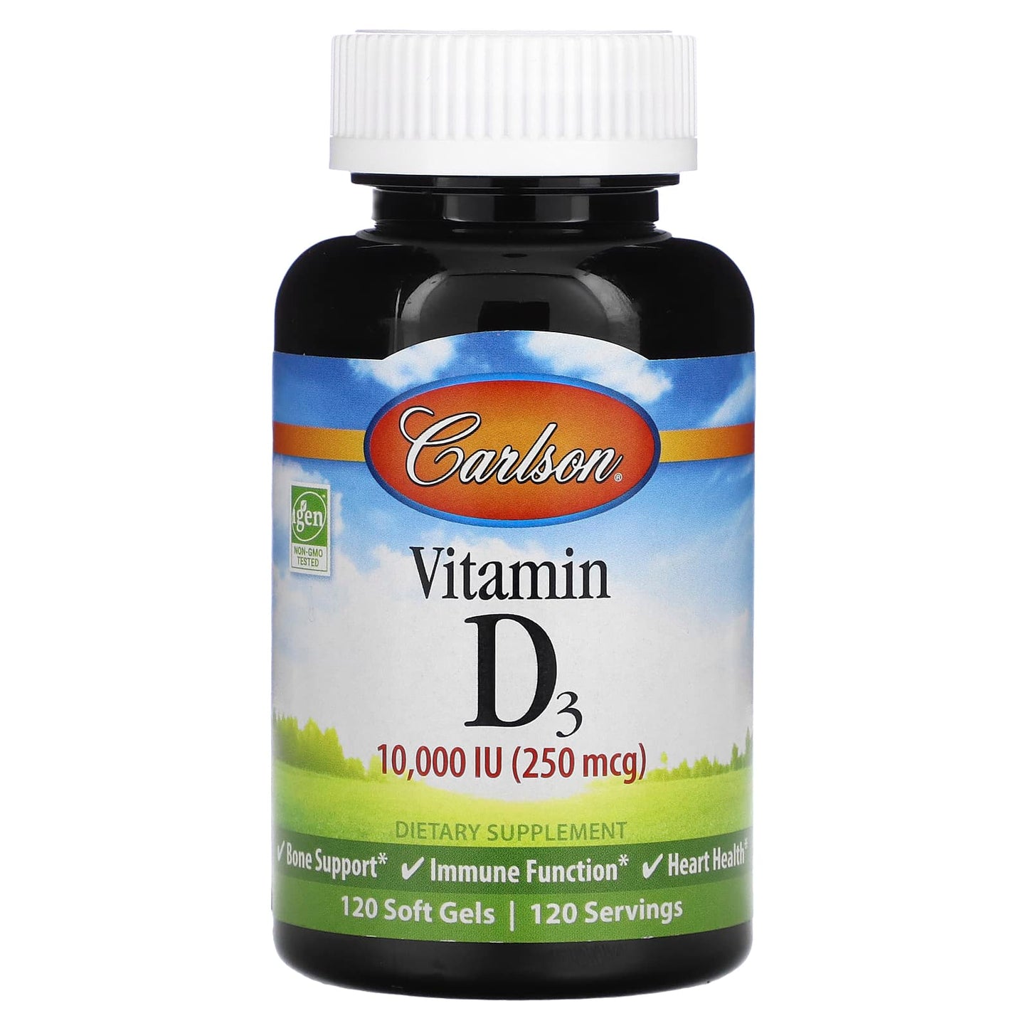 Carlson Labs, D3  10,000IU, 120 Softgels - 088395014215 | Hilife Vitamins