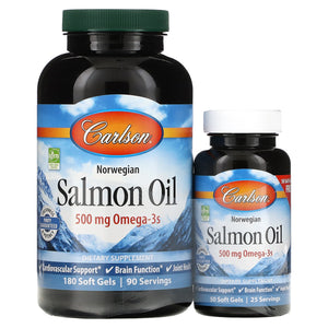 Carlson Labs, Norw Salmon Oil 180+50 Free, 230 Softgels - 088395015045 | Hilife Vitamins