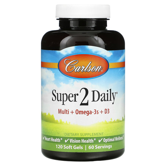 Carlson Labs, Super 2 Daily, 120 Softgels - 088395040511 | Hilife Vitamins