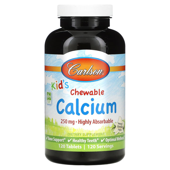 Carlson Labs, Calcium Chews for Kids, 120 Chewables - 088395050848 | Hilife Vitamins