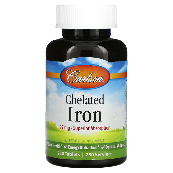 Carlson Labs, Chelated Iron, 250 Tablets - 088395055720 | Hilife Vitamins