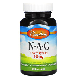 Carlson Labs, Nac N-Acetyl Cysteine  500mg, 60 Capsules - 088395067709 | Hilife Vitamins