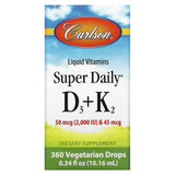 Carlson Labs, Super Daily D3 & K2 Drops, 360 drops - 088395105005 | Hilife Vitamins