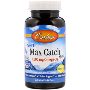 Carlson Labs, Teen's Max Catch Minis, 60 Softgels - 088395184109 | Hilife Vitamins