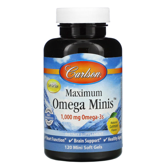Carlson Labs, Maximum Omega Minis, 120 Softgels - 088395184604 | Hilife Vitamins