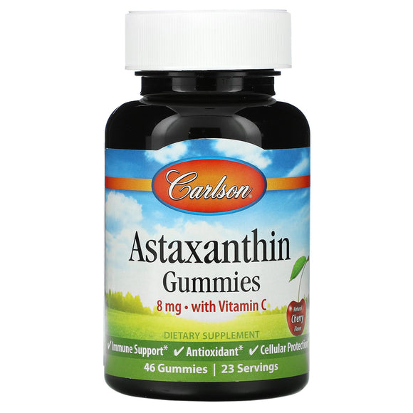 Carlson Labs, Astaxanthin Gummies with Vitamin C Natural Cherry 4 mg, 46 Gummies - 088395487002 | Hilife Vitamins