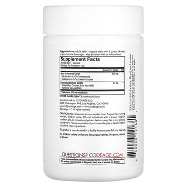 Codeage, Liposomal Turkesterone, 120 Capsules UPC 850026121681 | HiLife Vitamins