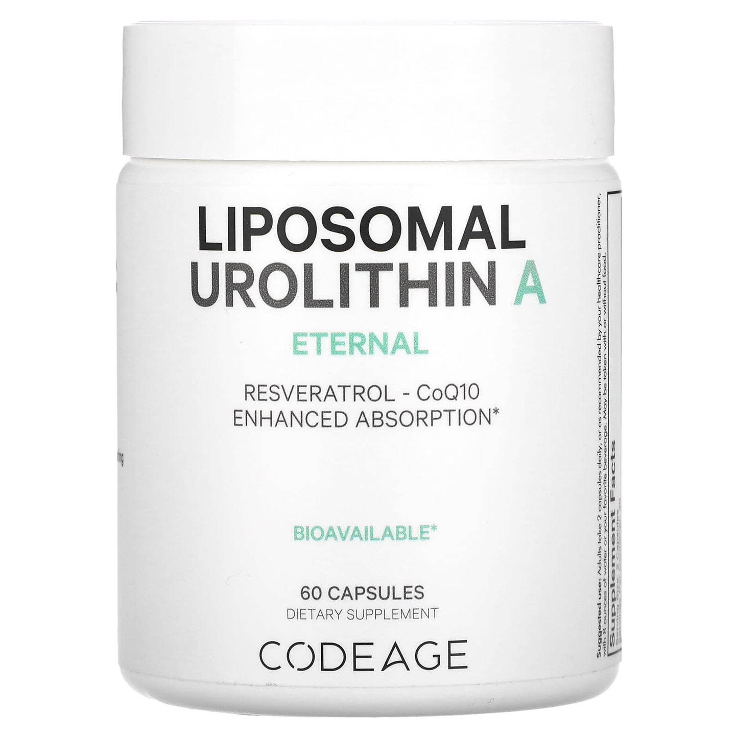 Codeage, Liposomal Urolithin A, Eternal, 60 Capsules UPC 850043333845 | HiLife Vitamins