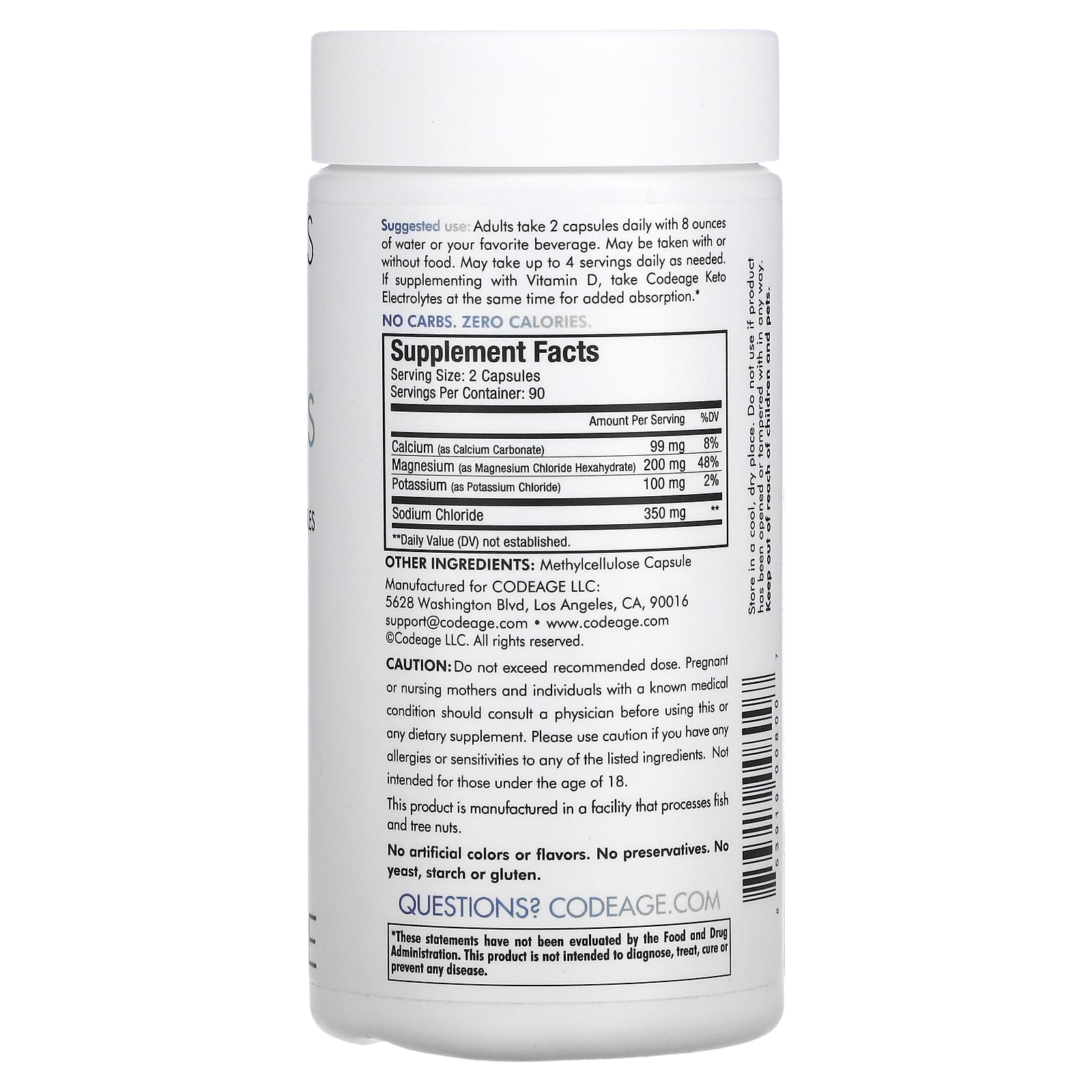 Codeage, Keto Electrolytes, 180 capsules UPC 853919008007 | HiLife Vitamins