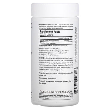 Codeage, Beef Kidney, 180 capsules UPC 853919008083 | HiLife Vitamins