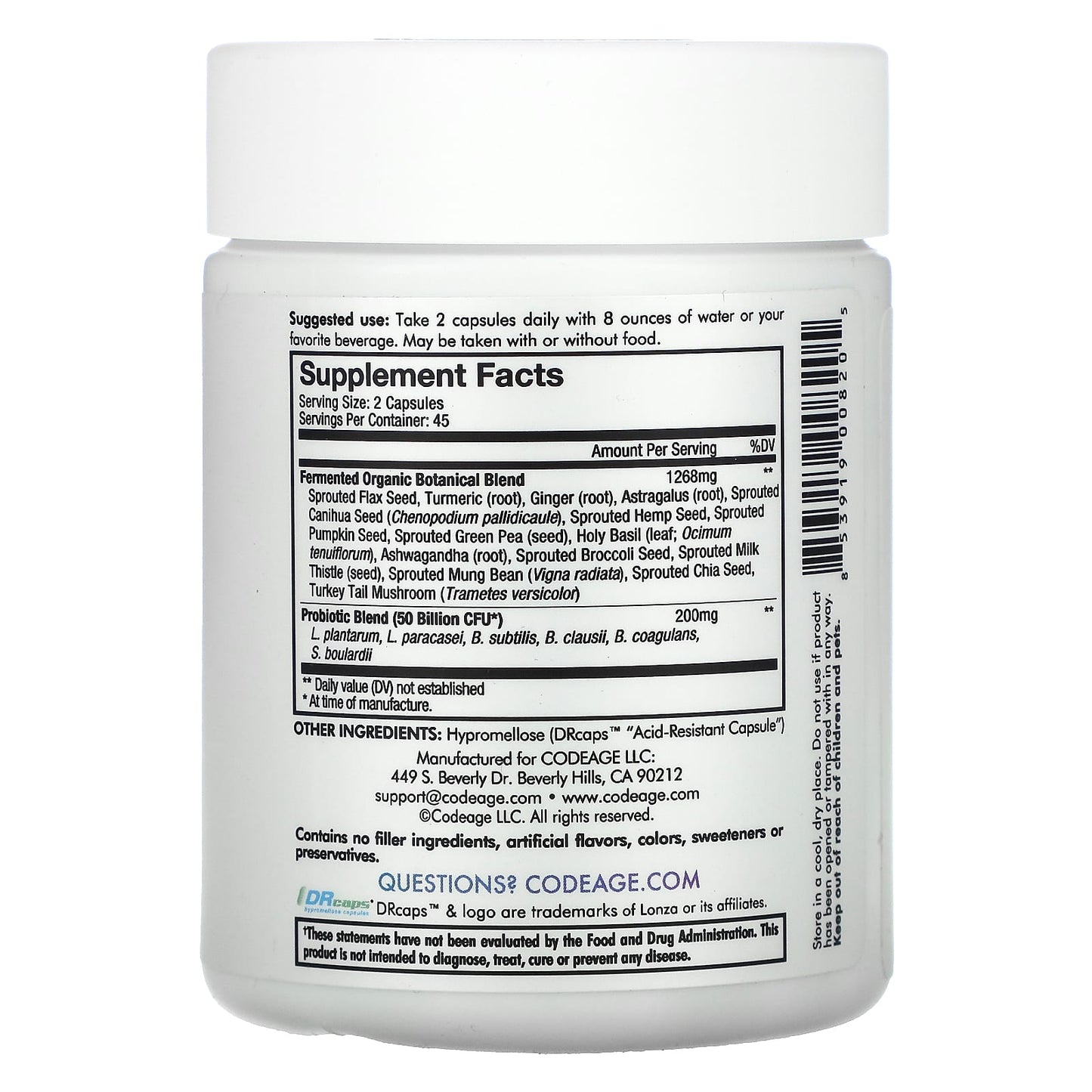 Codeage, SBO Probiotic 50, 90 capsules UPC 853919008205 | HiLife Vitamins