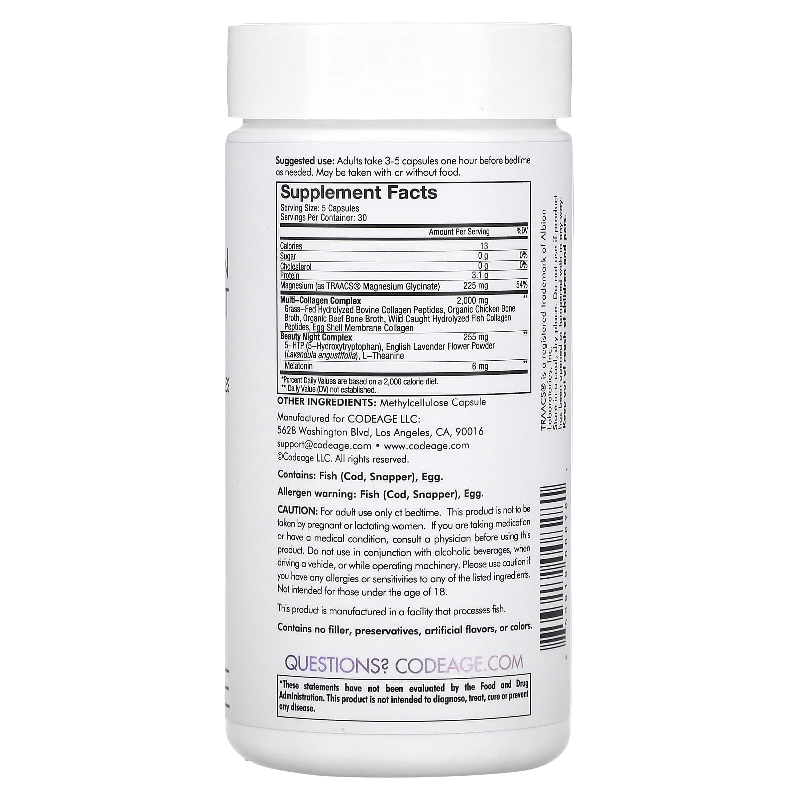 Codeage, Multi Collagen Beauty Night, 150 capsules UPC 853919008281 | HiLife Vitamins