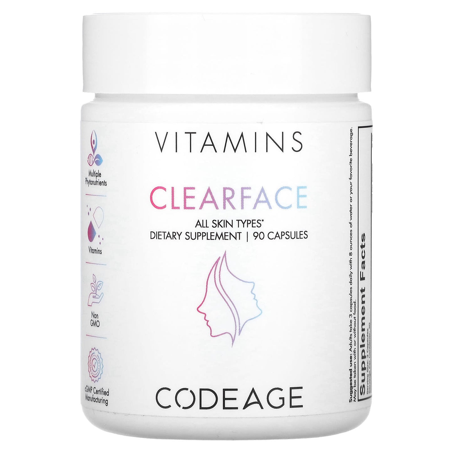Codeage, Clearface - white edition, 90 capsules UPC 853919008731 | HiLife Vitamins