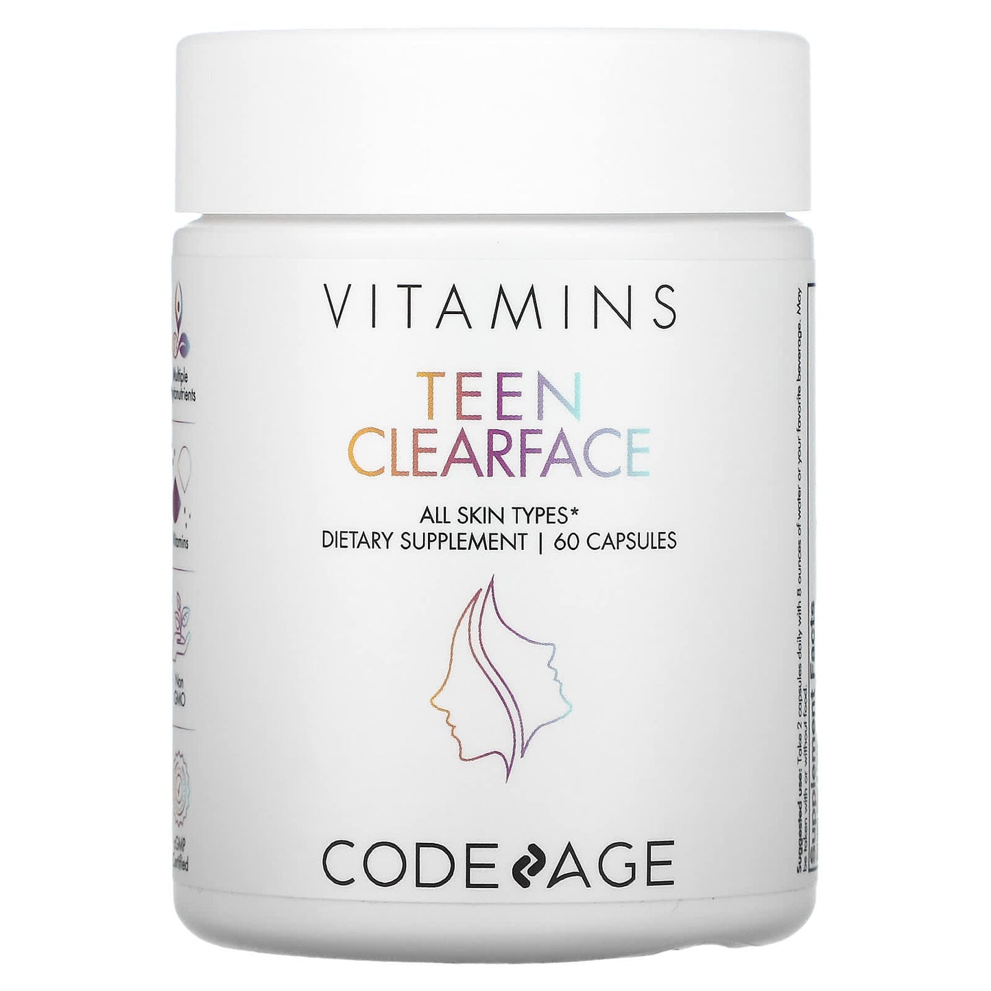 Codeage, Teen Clearface+, 60 capsules UPC 853919008779 | HiLife Vitamins