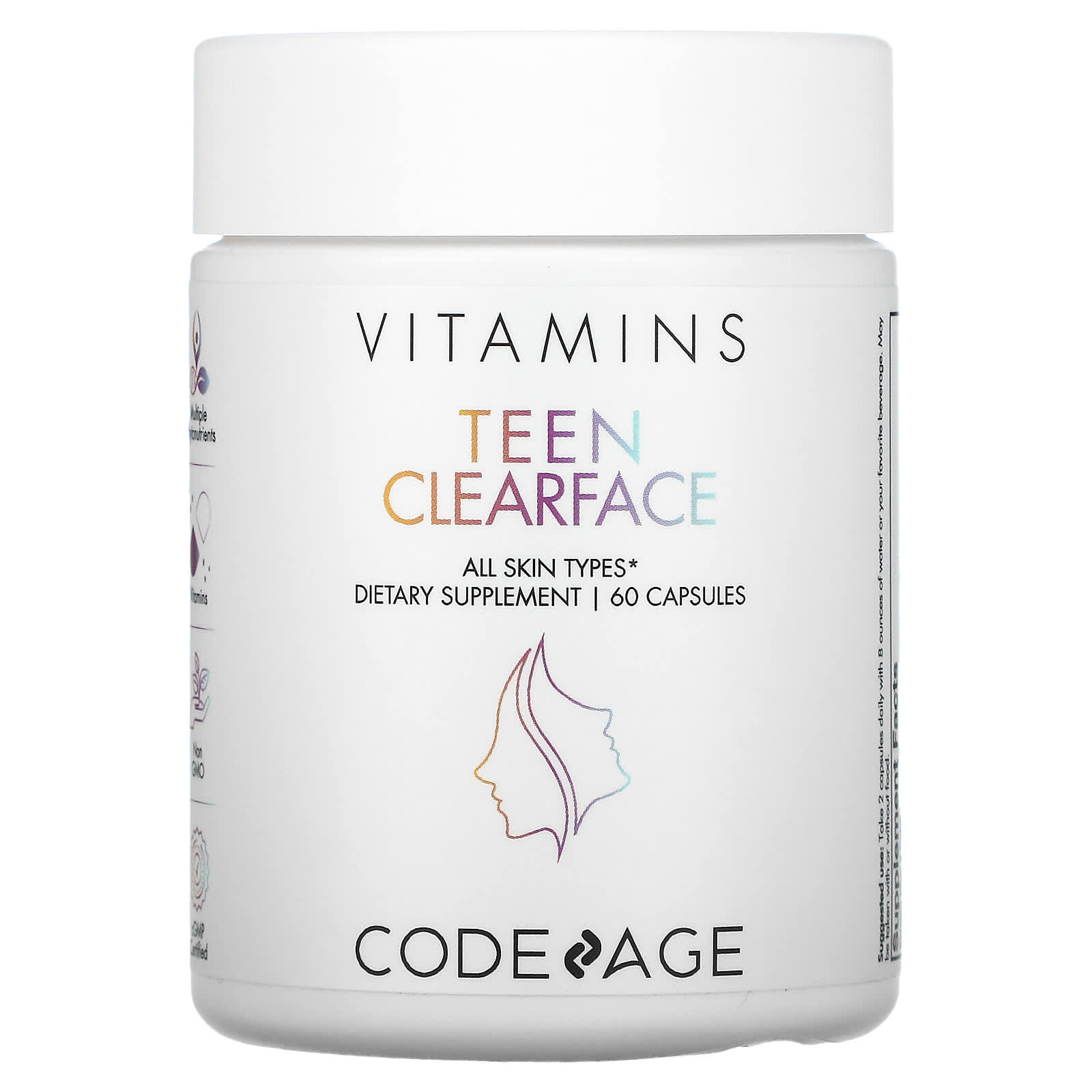 Codeage, Teen Clearface+, 60 capsules UPC 853919008779 | HiLife Vitamins