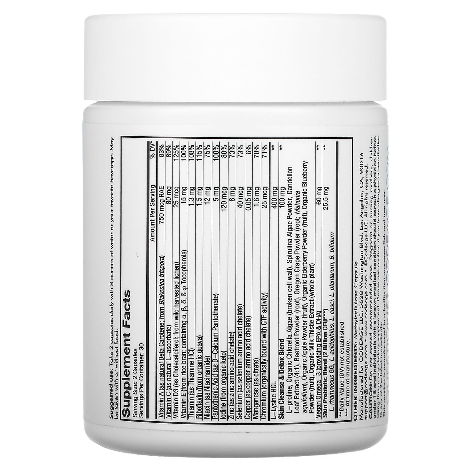 Codeage, Teen Clearface+, 60 capsules UPC 853919008779 | HiLife Vitamins