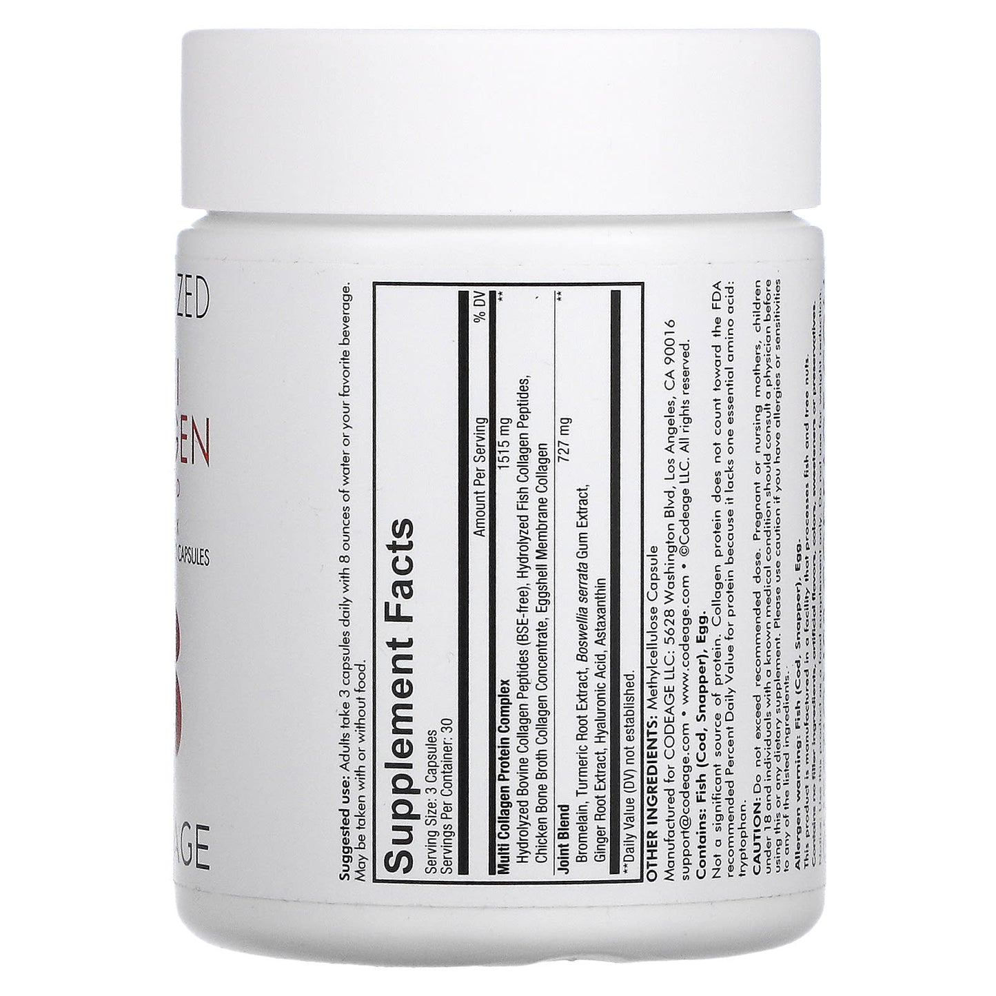Codeage, Multi Collagen Capsules + Joint Blend, 90 capsules UPC 853919008908 | HiLife Vitamins