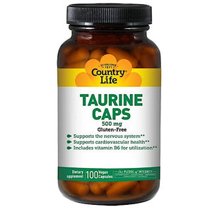 Country Life, Taurine 500 Mg With B-6, 100 Vegetarian Capsules - 015794014065 | Hilife Vitamins