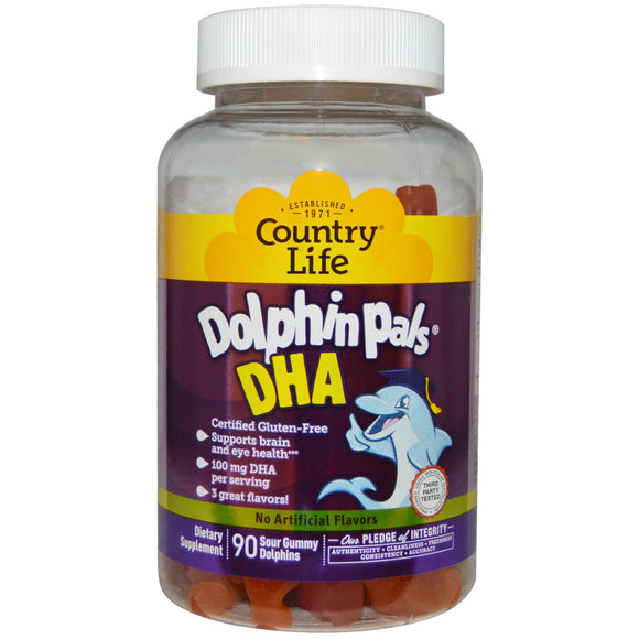 Country Life, Dolphin Pals DHA Gummies for Kids, 90 Gummies - 015794080398 | Hilife Vitamins