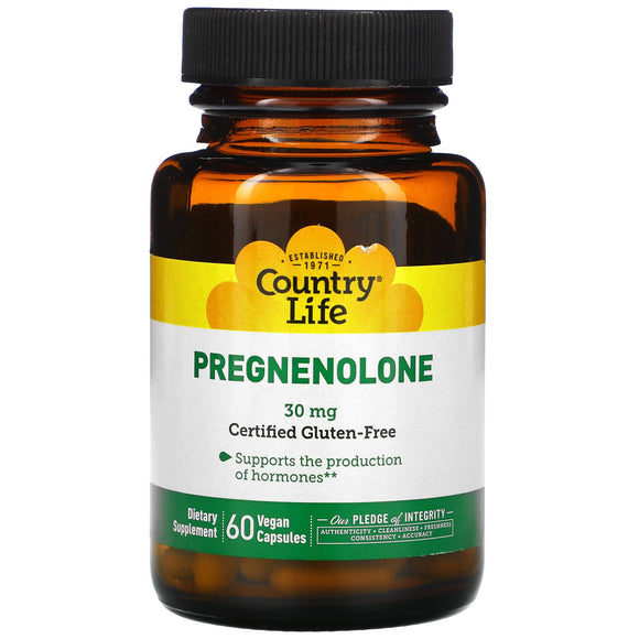 Country Life, Pregnenolone, 30 mg, 60 Vegan Capsules - 015794017059 | Hilife Vitamins