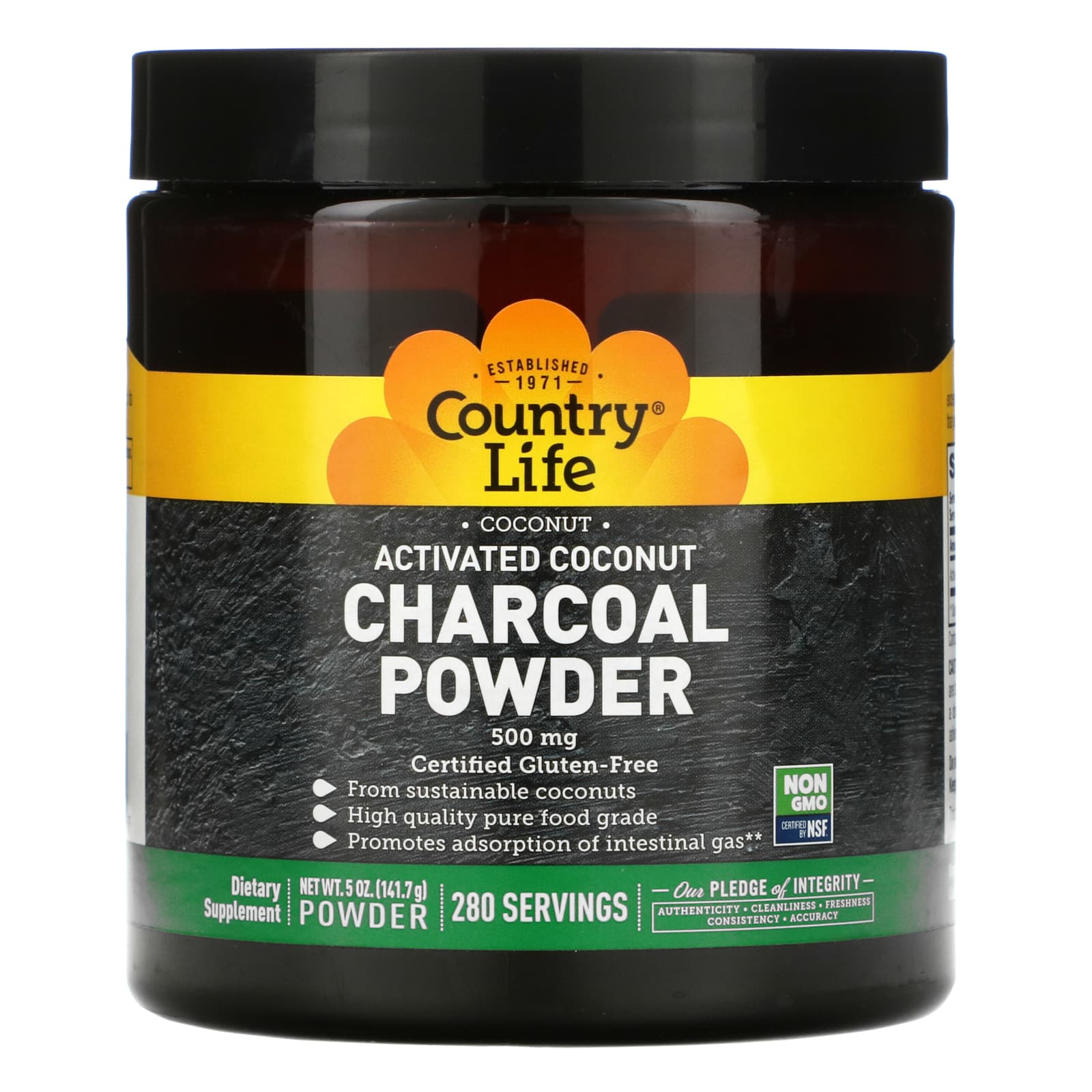 Country Life, Activated Charcoal, 5 Oz Powder UPC 015794034957 | HiLife Vitamins
