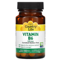 Country Life, Vitamin B-6 100 mg, 100 Tablets - 015794061113 | Hilife Vitamins