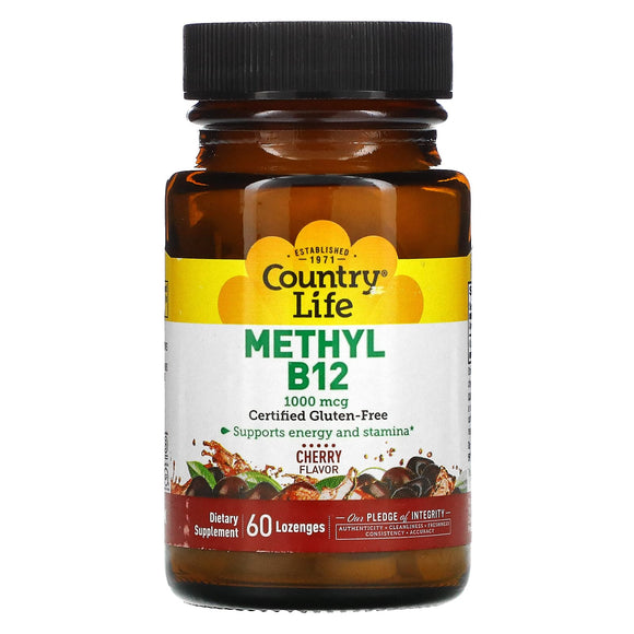 Country Life, Methyl B-12 1000 Mcg, 60 Lozenges - 015794063001 | Hilife Vitamins