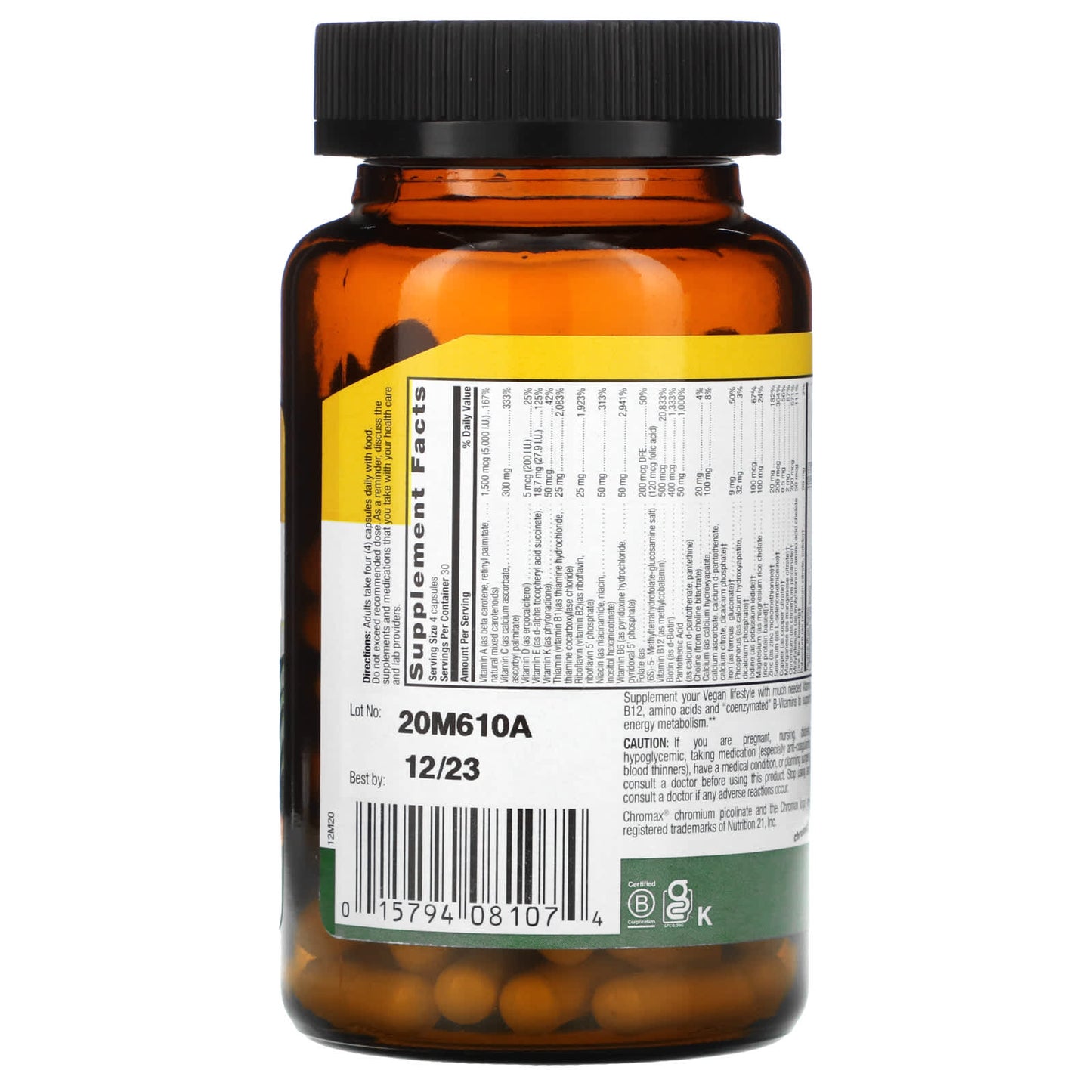 Country Life, Max for Vegans, Multivitamin & Mineral Complex, 120 Vegan Capsules - [product_sku] | HiLife Vitamins