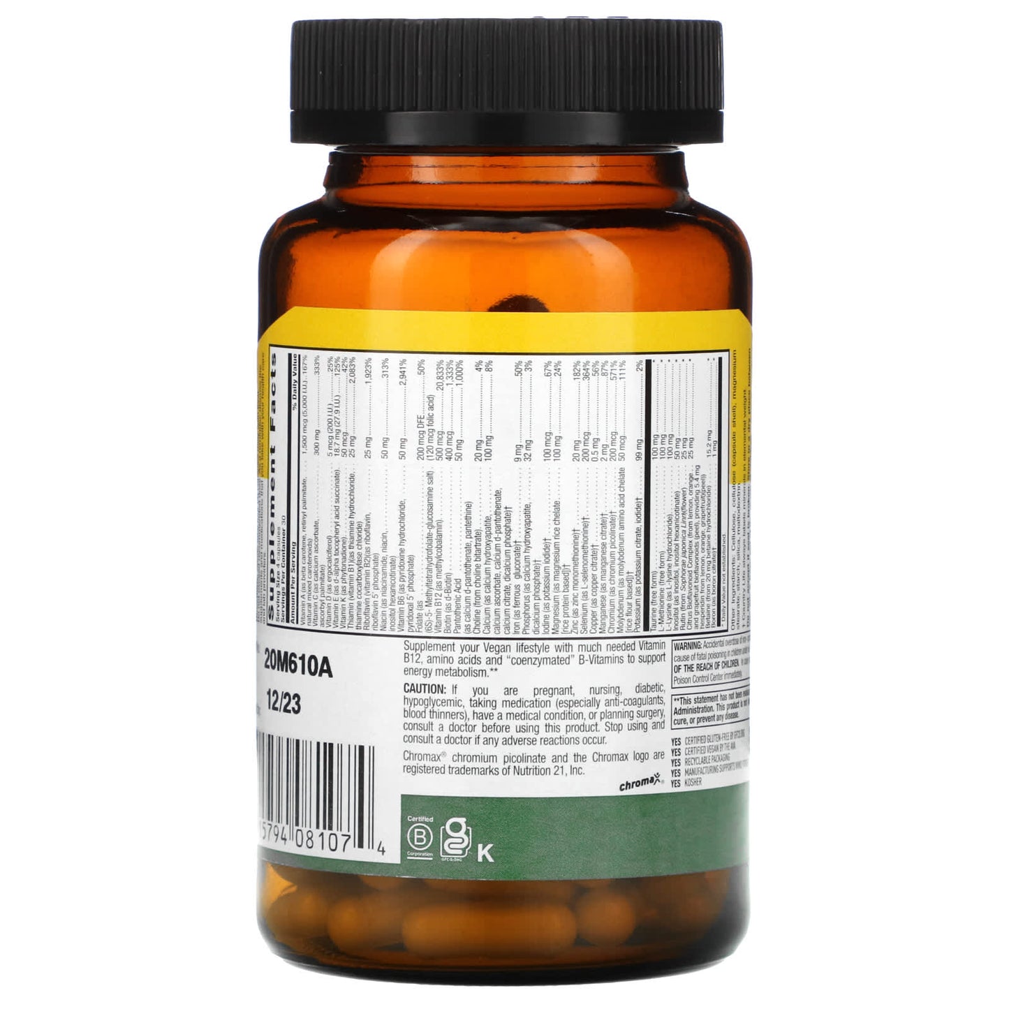 Country Life, Max for Vegans, Multivitamin & Mineral Complex, 120 Vegan Capsules - [product_sku] | HiLife Vitamins