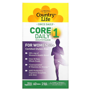 Country Life, Core Daily 1 Multivitamin for Women 50 +, 60 Tablets - 015794081968 | Hilife Vitamins